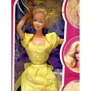 NRFB Vintage 1981 Magic Curl Barbie Doll #3856 Yellow Dress